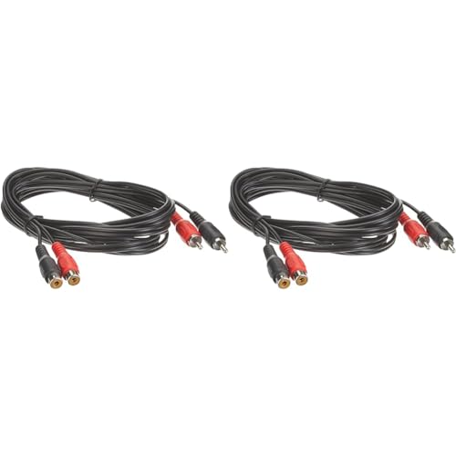 PremiumCord Cinch Kabel 10m, 2X Cinch RCA Stecker auf 2X Cinch RCA Buchse, Audio Verlängerungskabel, Stereo Audio, Für TV, Handys, MP3, HiFi, Farbe schwarz, kjackcmf2-10 (Packung mit 2) von PremiumCord