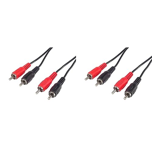 PremiumCord Cinch Kabel 3m, 2x Cinch RCA Stecker auf 2x Cinch RCA Stecker, Audio Video Verbindungskabel, Stereo, Für TV, Handys, MP3, HiFi, Farbe schwarz (Packung mit 2) von PremiumCord