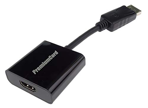 PremiumCord Displayport auf HDMI Adapter, Video Full HD 1080p 60Hz, DisplayPort Stecker auf HDMI Buchse, Länge: 15cm, schwarz von PremiumCord