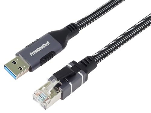 PremiumCord Ethernet-Kabel USB auf RJ45 10/100/1000 Mbit/s, CAT 6 FTP, USB A Stecker auf RJ45 Stecker, USB 3.2 Gen 1, Robustes Geflochtenes Kabel, Farbe Space Gray, Länge 1 m PremiumCord Ethernet-Kabel USB auf RJ45 10/100/1000 Mbit/s, CAT 6 FTP, USB A Stecker auf RJ45 Stecker, USB 3.2 Gen 1, Robustes Geflochtenes Kabel, Farbe Space Gray, Länge 1 m von PremiumCord