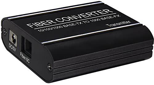 PremiumCord Fiber Converter SC, Sender und Empfänger 10/100/1000 Base-TX, Verbindung bis 20km, Farbe Schwarz von PremiumCord