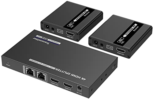 PremiumCord HDMI 1-2 Splitter + Extender über CAT6/6a/7, Ultra HD 4K@30Hz bei 70m, Metallgehäuse, 2 Empfänger mit Netzteilen, Dolby TrueHD, 3D, EDID, CEC, HDCP2.2 von PremiumCord