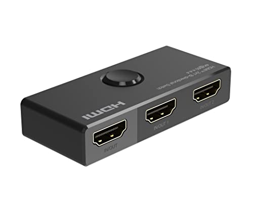 PremiumCord HDMI 2.0 Switch, Ultra HD 4K 2160p 60Hz, Full HD 1080p, 3D, 4:4:4 Bidirektional 2-1 oder 1-2, HDCP 2.2, Kunststoffgehäusel, Farbe schwarz von PremiumCord