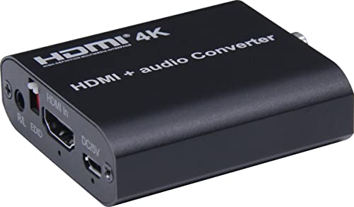 PremiumCord HDMI 4K Audio Extractor mit Audiotrennung auf Stereoklinke, SPDIF Toslink, RCA Cinch, Farbe Schwarz von PremiumCord
