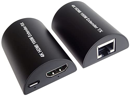 PremiumCord HDMI Extender bis zu 100m über Cat5e/6, Auflösung 4K @ 30Hz, Full HD 1080p @ 60Hz, HDCP, Metallgehäuse, Super kleine Ausführung, Farbe Schwarz von PremiumCord