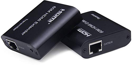 PremiumCord HDMI Extender bis zu 60 m über Patchkabel Cat. 5e/6/6a/7, Kompatibel mit Full HD 1080p 60Hz, EDID-Einstellung, Metallgehäuse von PremiumCord