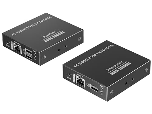 PremiumCord HDMI KVM Extender über CAT6/6A/7 bis zu 70m, UHD 4K 2160p 60Hz, Full HD 1080p, USB-Übertragung, HDMI 2.0, HDCP 1.4/2.2, HDR, EDID, Ohne Verzögerung, Metallgehäuse von PremiumCord