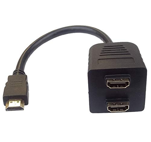 PremiumCord HDMI Splitter 1-2, Vergoldete Kontakte, HDMI Stecker auf 2X HDMI Buchse - für Full HD 1080p, 3D, Kabellänge 30cm, Farbe schwarz von PremiumCord