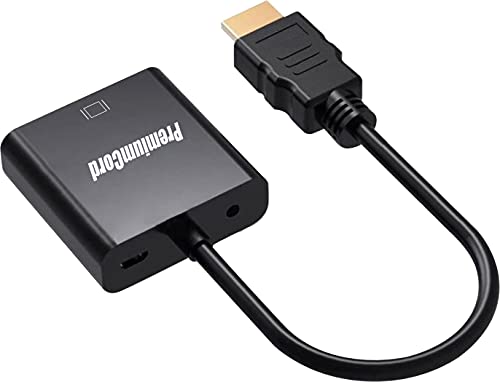 PremiumCord HDMI-zu-VGA-Konverter mit 3,5-mm-Stereo-Klinken-Audio mit Audiokabel, HDMI 1.3, HDCP 1.2, Unterstützt Full HD 1080p, Vergoldete Anschlüsse von PremiumCord