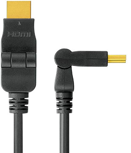 PremiumCord High Speed ​​Kabel HDMI Kabel 180° Drehbare, 5 m, kompatibel mit Video Full HD 1080P, Deep Color, 3D, Arc, HDR, 10, 2Gbps, vergoldete 180° Drehbare Anschlüsse, Schwarz von PremiumCord