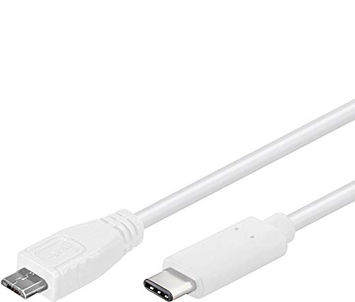 PremiumCord Kabel USB 3.1-Stecker C/ Stecker - USB 2.0 Micro-B/ Stecker, Weiß, 1m von PremiumCord