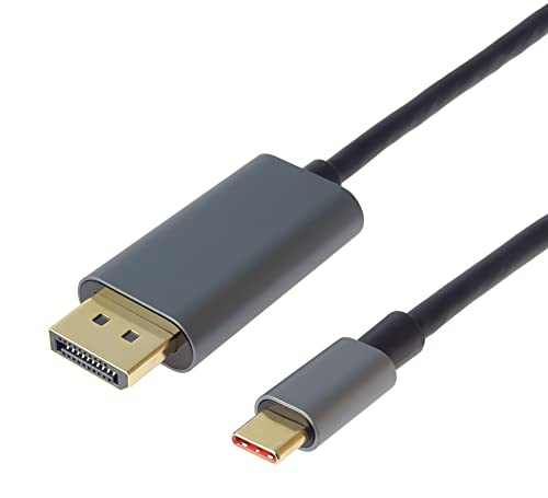 PremiumCord Kabel USB-C auf DisplayPort 1.4, Auflösung bis zu UHD 8K@60Hz, 4K@120Hz und FULL HD 1080p, Stecker auf Stecker, HDCP 2.2, Aluminium, Farbe: Metallic-Grau, Länge: 2m von PremiumCord
