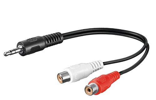 PremiumCord Klinke auf Cinch Y Kabel 0,2m, Klinkenstecker 3,5mm auf 2x Cinch RCA Buchse, Jack zu RCA, Stereo Audio, Für Digitalkamera, TV, Handys, MP3, HiFi, Farbe schwarz von PremiumCord