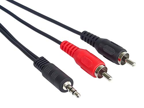 PremiumCord Klinke auf Cinch Y Kabel 1,5m, Klinkenstecker 3,5mm auf 2x Cinch RCA Stecker, Jack zu RCA, Stereo Audio, Für Digitalkamera, TV, Handys, MP3, HiFi, Farbe schwarz von PremiumCord