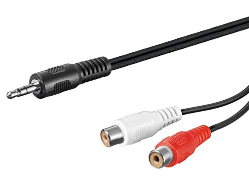 PremiumCord Klinke auf Cinch Y Kabel 2 m, Klinkenstecker 3,5mm auf 2x Cinch RCA Buchse, Jack zu RCA, Stereo Audio, Für Digitalkamera, TV, Handys, MP3, HiFi, Farbe schwarz von PremiumCord