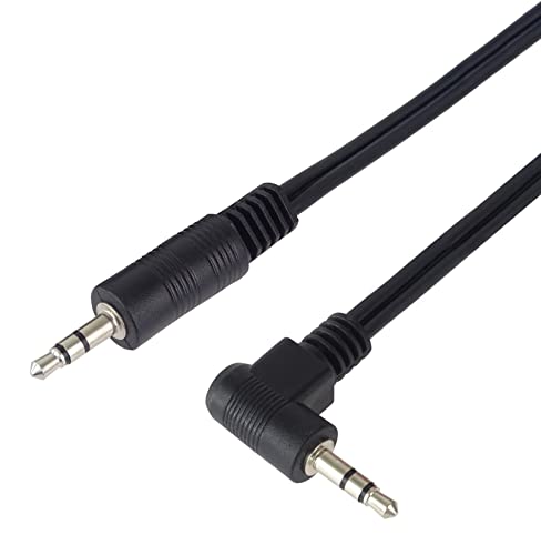 PremiumCord Klinkenkabel 1m, Klinkenstecker 3,5mm, StereoJack Stecker auf Stecker 90°, Aux Headset Audio Verbindungskabel, Für TV Handys MP3 HiFi, geschirmt, Farbe schwarz von PremiumCord