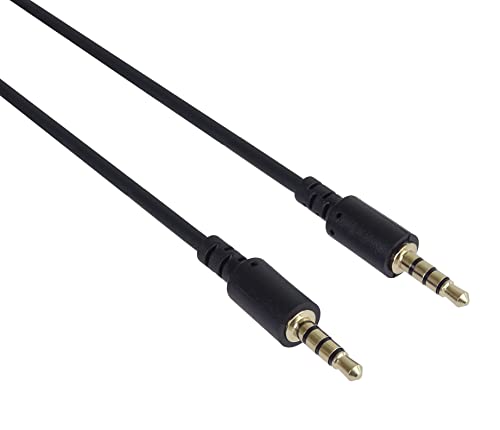 PremiumCord Klinkenkabel 3,5 mm 4-polig, für Audio- und Sprachübertragung, ermöglicht die Verwendung eines Mikrofons, Aux Headset Audio Verbindungskabel, M/M, Länge 1,5 m von PremiumCord