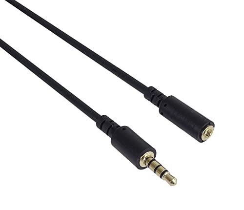 PremiumCord Klinkenkabel 3,5 mm 4-polig, für Audio- und Sprachübertragung, ermöglicht die Verwendung eines Mikrofons, Aux Headset Audio Verlängerungskabel, M/F, Länge 1 m von PremiumCord