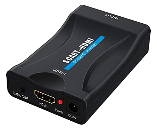 PremiumCord Konverter SCART zu HDMI mit 230V Netzteil, Auflösung Full HD 1080p, Farbe Schwarz von PremiumCord