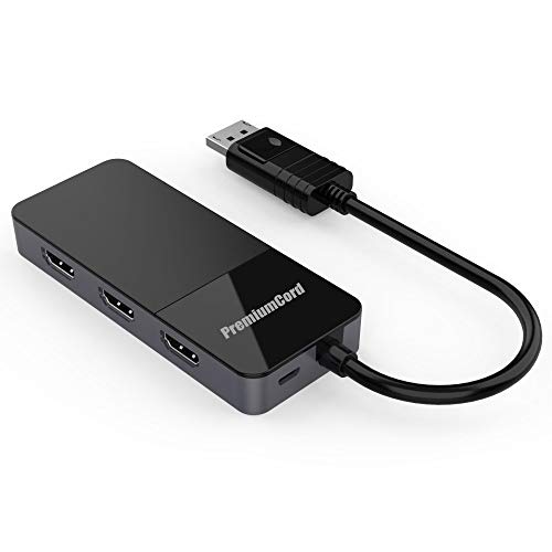 PremiumCord MST Adapter DisplayPort 1.4 auf 3X HDMI 2.0 für Monitore bis zu 8K @ 30Hz (dreimal 4K), Extended + Mirror + Duplicate Modi, schwarz von PremiumCord