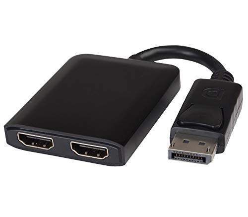 PremiumCord MST Adapter DisplayPort auf 2X HDMI, Extended + Mirror Function, Video 4K @ 60Hz UHD 2160p, Full HD 1080p, Länge: 20cm, schwarz von PremiumCord