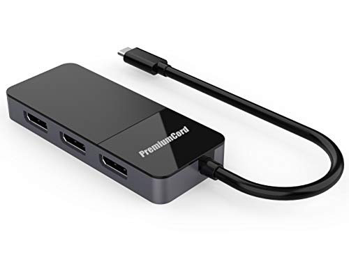 PremiumCord MST Adapter USB-C (DP 1.4) auf 3X DisplayPort 1.4 für Monitore bis zu 8K @ 60Hz (dreimal 4K), Extended + Mirror + Duplicate Modi, schwarz, ku31dp08 von PremiumCord