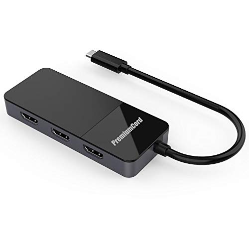 PremiumCord MST Adapter USB-C (DP 1.4) auf 3X HDMI 2.0 für Monitore bis zu 8K @ 30Hz (dreimal 4K), Extended + Mirror + Duplicate Modi, schwarz, ku31hdmi11 von PremiumCord