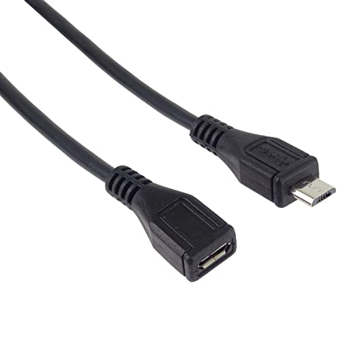 PremiumCord Micro USB Verlängerungskabel 3m, USB Micro B Buchse auf Micro B Stecker, USB 2.0 High Speed Datenkabel, 2x geschirmt, AWG28, Farbe schwarz, Länge 3m von PremiumCord