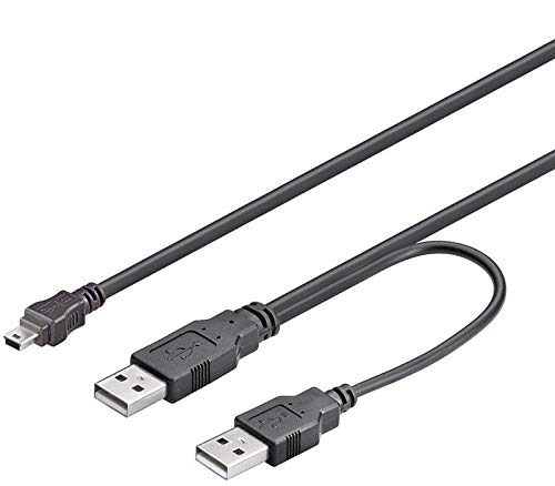 PremiumCord Mini USB auf USB 2.0 Stromversorgung Y-Kabel, Mini USB A Buchse auf 2X A Stecker, Farbe schwarz, Länge 0, 4m + 0, 5m von PremiumCord