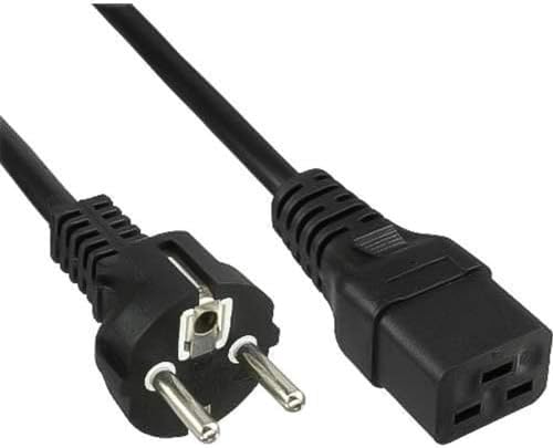 PremiumCord Netzkabel 230V 3m, Stromkabel mit Schutzkontakt auf Kaltgerätebuchse C19, IEC 320, PC Netzkabel 3 Polig, 16A, Farbe schwarz von PremiumCord
