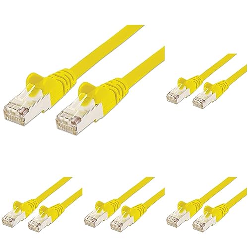 PremiumCord Netzwerkkabel, Ethernet, LAN & Patch Kabel CAT6a, 10Gbit/s, S/FTP PIMF Schirmung, AWG 26/7, 100% Cu, schnell flexibel und robust RJ45 kabel, gelb, 0,5m (Packung mit 5) von PremiumCord