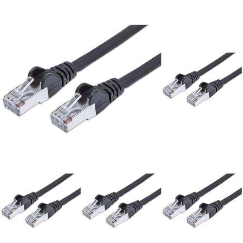 PremiumCord Netzwerkkabel, Ethernet, LAN & Patch Kabel CAT6a, 10Gbit/s, S/FTP PIMF Schirmung, AWG 26/7, 100% Cu, schnell flexibel und robust RJ45 kabel, schwarz, 1,5m (Packung mit 5) von PremiumCord
