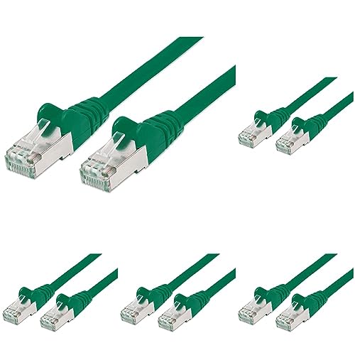 PremiumCord Netzwerkkabel, Ethernet, LAN & Patch Kabel CAT6a, 10Gbit/s, S/FTP PIMF Schirmung, AWG 26/7, 100 Prozent Cu, schnell flexibel und robust RJ45 kabel, grün, 1,5m (Packung mit 5) von PremiumCord
