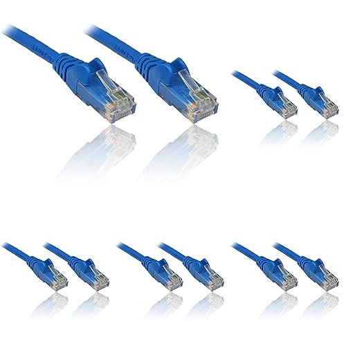 PremiumCord Netzwerkkabel, Ethernet, LAN & Patch Kabel Cat6, UTP, Schnell flexibel & Robust RJ45 Kabel 1Gbit/S, AWG 26/7, Kupferkabel 100% Cu, Blau, 1m (Packung mit 5) von PremiumCord