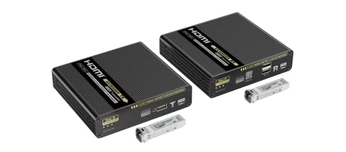 PremiumCord Optical HDMI Extender mit USB-Anschluss bis zu 40km, Auflösung 4K @ 60Hz, HDR, 4:4:4, HDMI 2.0, Metallgehäuse, Schwarze Farbe von PremiumCord