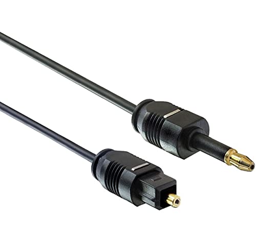 PremiumCord Optisches Audiokabel Mini Toslink 3,5mm auf Toslink - 2m, Stecker auf Stecker, Digitalkabel für Stereoanlage HiFi Sounbar TV, HQ Audio, Vergoldet, Farbe Schwarz von PremiumCord