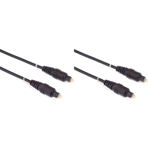 PremiumCord Optisches Audiokabel Toslink - 1,5 m, Toslink Plug-on-Plug, digitales Kabel für HiFi-Stereoanlage Sounbar TV, HQ Audio, gelötet, Schwarze Farbe (Packung mit 2) von PremiumCord