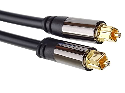 PremiumCord Optisches Audiokabel Toslink - 1 m, Außendurchmesser: 6 mm, Toslink Plug-on-Stecker, digitales Kabel für HiFi-Stereoanlage Soundable TV, HQ Audio, gelötet, Farbe: schwarz, Silber, Gold von PremiumCord