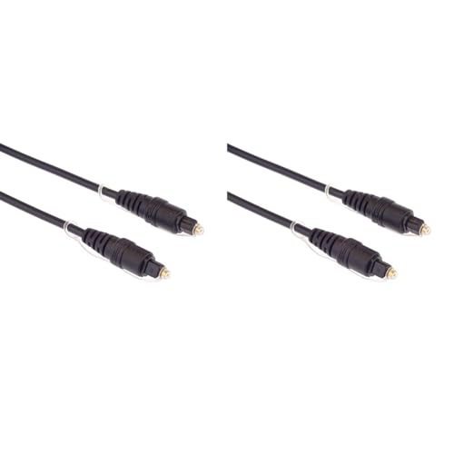 PremiumCord Optisches Audiokabel Toslink - 2m, Toslink Stecker auf Stecker, Digitalkabel für Stereoanlage HiFi Sounbar TV, HQ Audio, vergoldet, Farbe schwarz (Packung mit 2) von PremiumCord