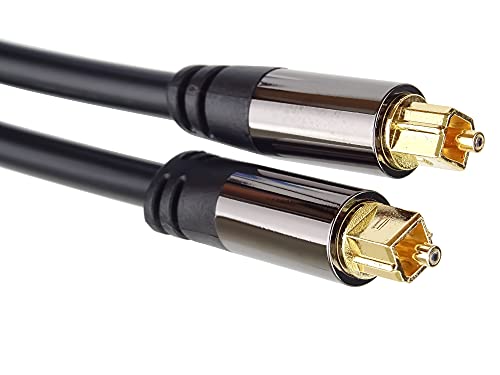 PremiumCord Optisches Audiokabel Toslink - 5 m, AD: 6 mm, Toslink Plug-on-Stecker, digitales Kabel für HiFi-Stereoanlage Soundable TV, HQ Audio, gelötet, Farbe: schwarz, Silber, Gold von PremiumCord
