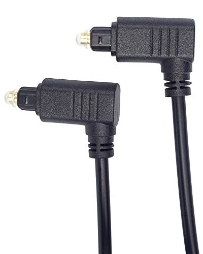 PremiumCord Optisches Audiokabel Toslink abgewinkelt - 1m, Toslink Stecker 90° auf Stecker 90°, Digitalkabel für Stereoanlage HiFi Sounbar TV, HQ Audio, vergoldet, Farbe schwarz von PremiumCord