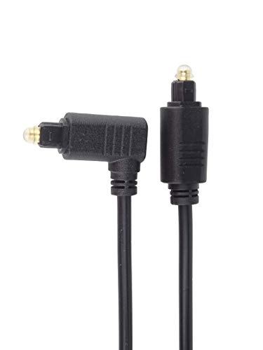 PremiumCord Optisches Audiokabel Toslink abgewinkelt - 2m, Toslink Stecker auf Stecker 90°, Digitalkabel für Stereoanlage HiFi Sounbar TV, HQ Audio, vergoldet, Farbe schwarz, kjtos3-2 von PremiumCord