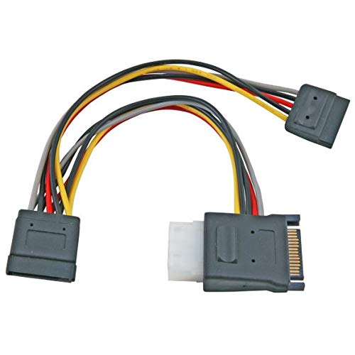 PremiumCord Power Y Kabel für HDD Serial ATA auf 5,25"Buchse + 2X SATA Buchse15cm von PremiumCord