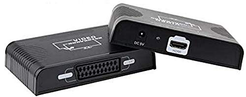PremiumCord SCART auf HDMI Konverter, Metallgehäuse, Externe Stromversorgung, unterstützt Video Full HD 1080p 60Hz, Farbe schwarz von PremiumCord