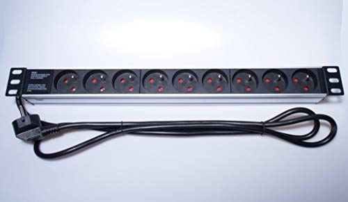 PremiumCord Stromverteiler für 19" Rack 1U, 9x230V, Power Distribution Unit, 2m Kabel von PremiumCord
