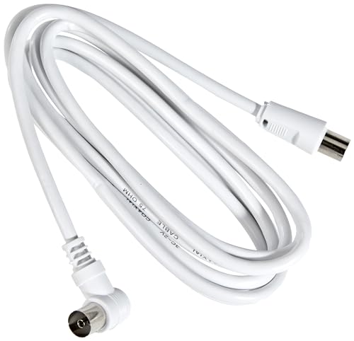 PremiumCord TV Koaxial Antennen Kabel 2m, 75 Ohm, IEC Stecker auf Buchse 90°, Abgeschirmt - für DVB-C, DVB-T/T2, 4K UHD 2160p, Full HD 1080p 3D, Farbe Weiß PremiumCord TV Koaxial Antennen Kabel 2m, 75 Ohm, IEC Stecker auf Buchse 90°, Abgeschirmt - für DVB-C, DVB-T/T2, 4K UHD 2160p, Full HD 1080p 3D, Farbe Weiß von PremiumCord