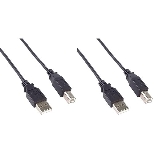 PremiumCord USB 2.0 High Speed Kabel M/M 2m, A Stecker auf B Stecker, USB Verbindungskabel für Scanner usw, Doppelt geschirmt, AWG28, Farbe schwarz, Länge 2m (Packung mit 2) von PremiumCord