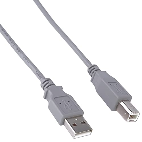 PremiumCord USB 2.0 High Speed Kabel M/M 3m, A Stecker auf B Stecker, USB Verbindungskabel für Scanner usw, Doppelt geschirmt, AWG28, Farbe grau, Länge: 3m von PremiumCord