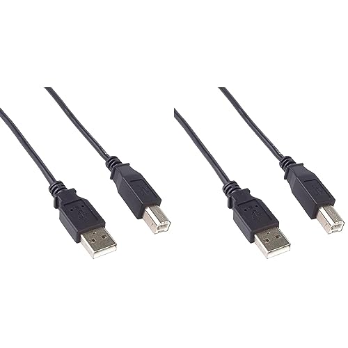 PremiumCord USB 2.0 High Speed Kabel M/M 3m, A Stecker auf B Stecker, USB Verbindungskabel für Scanner usw, Doppelt geschirmt, AWG28, Farbe schwarz, Länge 3m (Packung mit 2) von PremiumCord