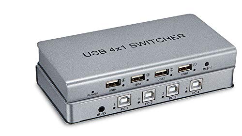 PremiumCord USB 4:4 Peripherie-Switch mit Fernbedienung oder Hotkey-Umschaltung, High Speed USB 2.0, LED, Farbe Silber PremiumCord USB 4:4 Peripherie-Switch mit Fernbedienung oder Hotkey-Umschaltung, High Speed USB 2.0, LED, Farbe Silber von PremiumCord
